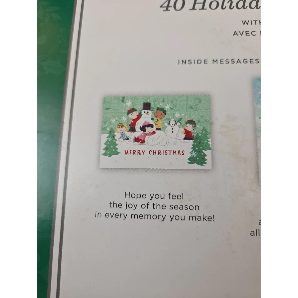 Peanuts Hallmark, Christmas Holiday Cards, Set Of 40, Assorted, NEW